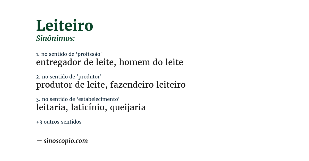 Sinônimo de leiteiro
