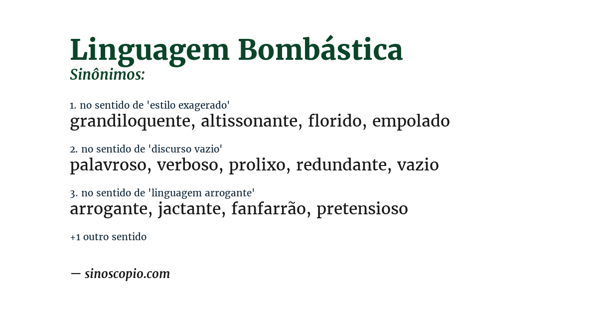 Sinônimo de linguagem bombástica
