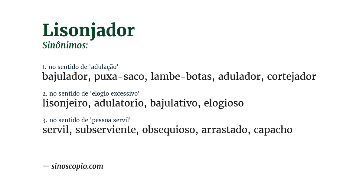 Sinônimo de lisonjador