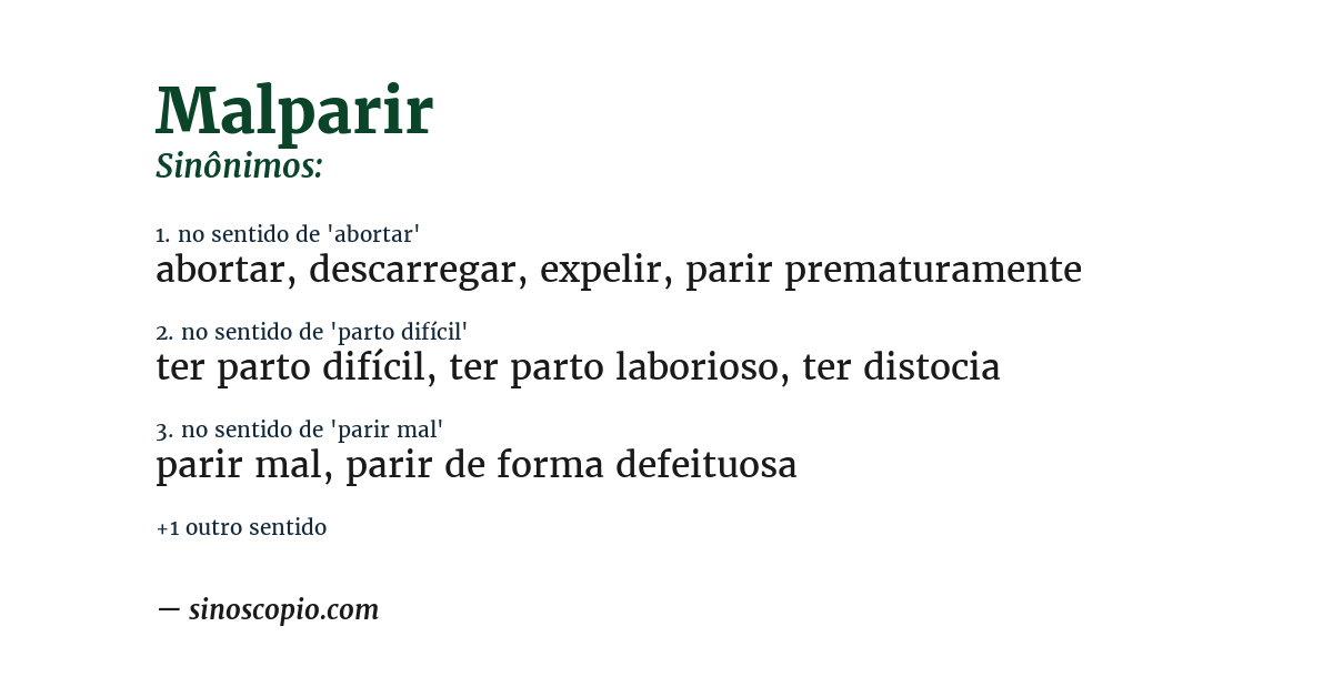 Sinônimo de malparir