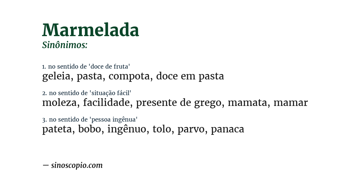 Sinônimo de marmelada