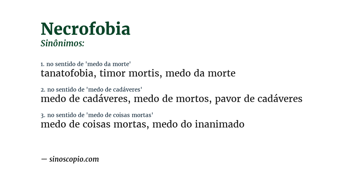 Sinônimo de necrofobia