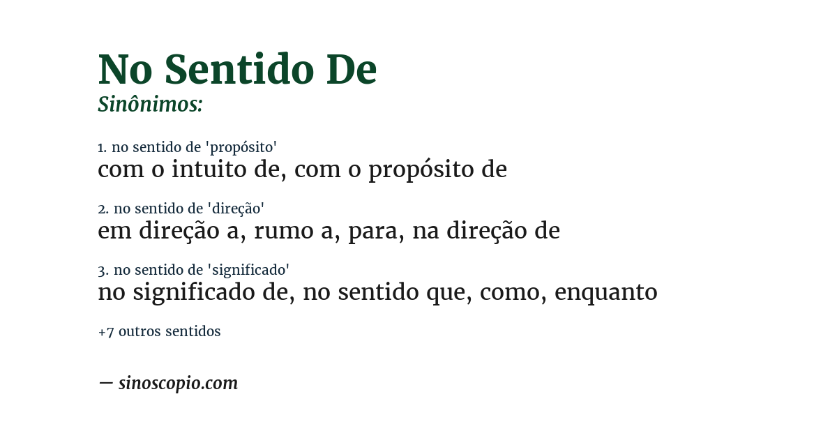 Sinônimo de no sentido de