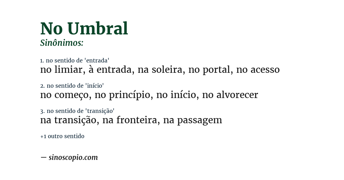 Sinônimo de no umbral