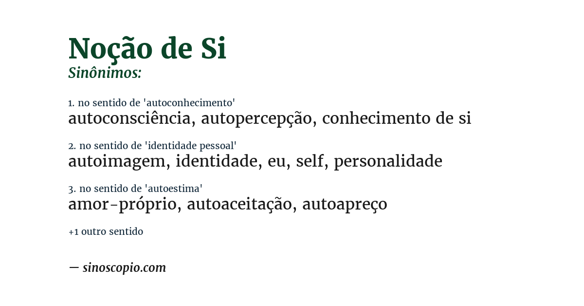 Sinônimo de noção de si