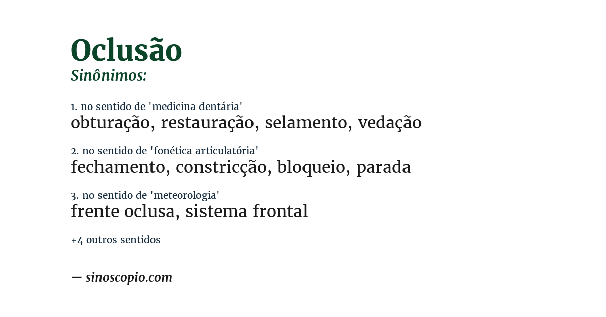Sinônimo de oclusão