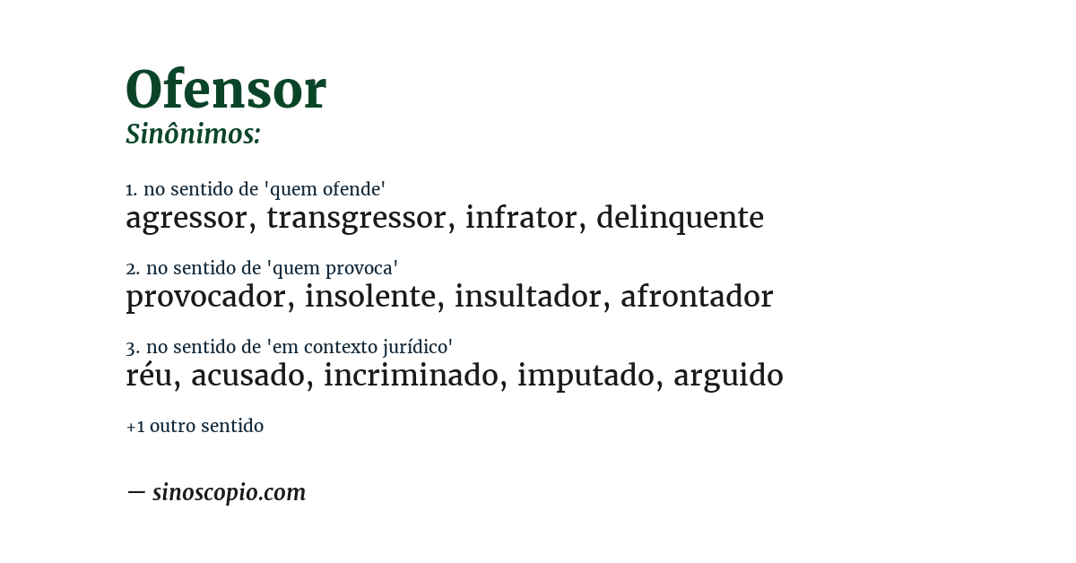 Sinônimo de ofensor