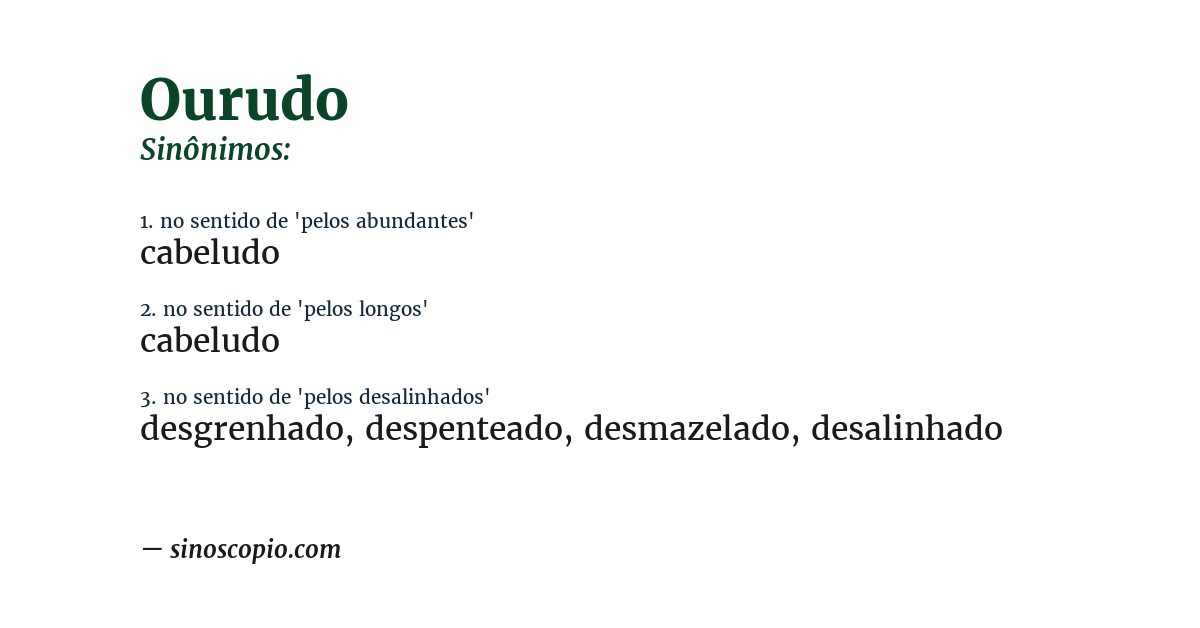 Sinônimo de ourudo
