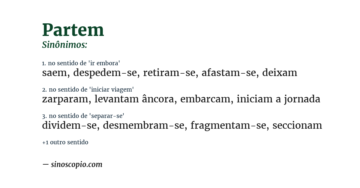 Sinônimo de partem