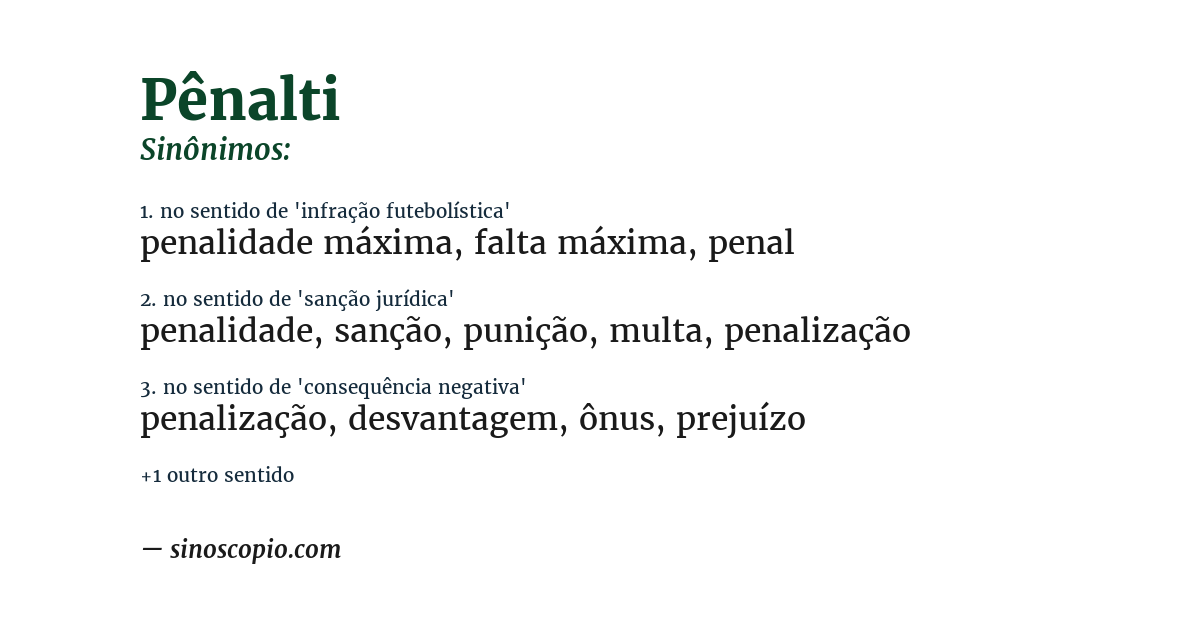 Sinônimo de pênalti