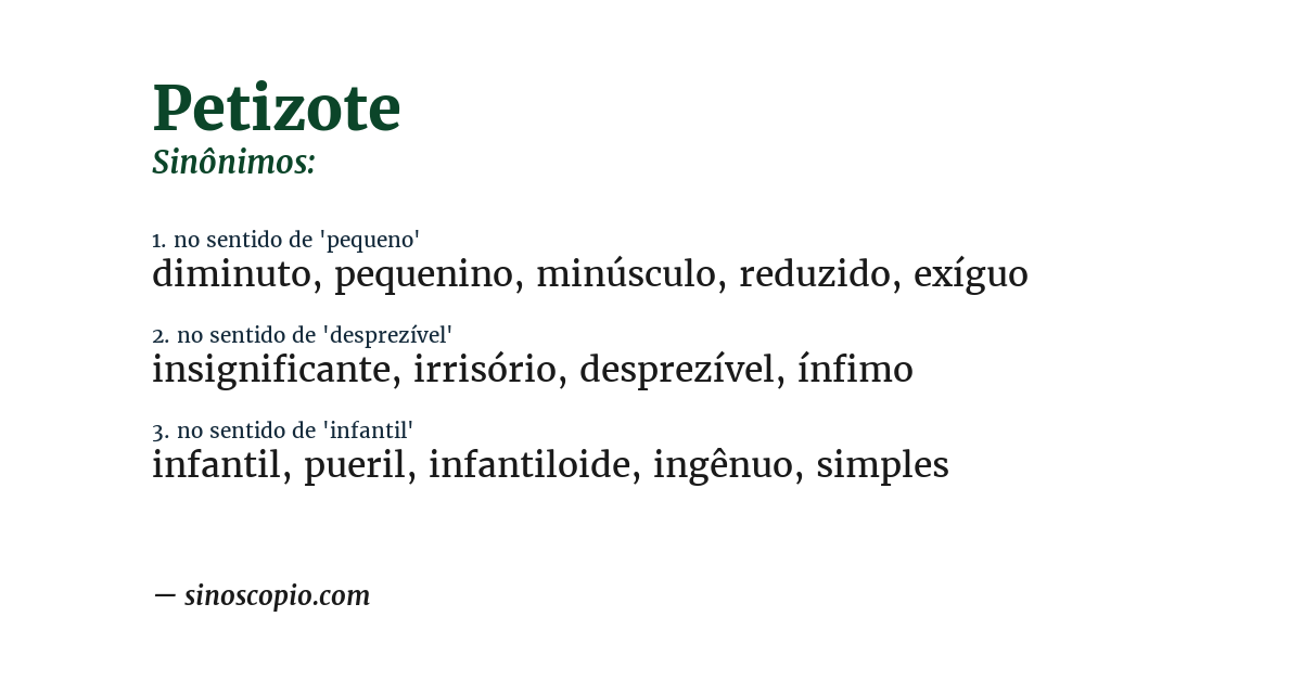 Sinônimo de petizote