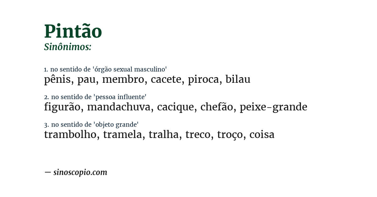 Sinônimo de pintão