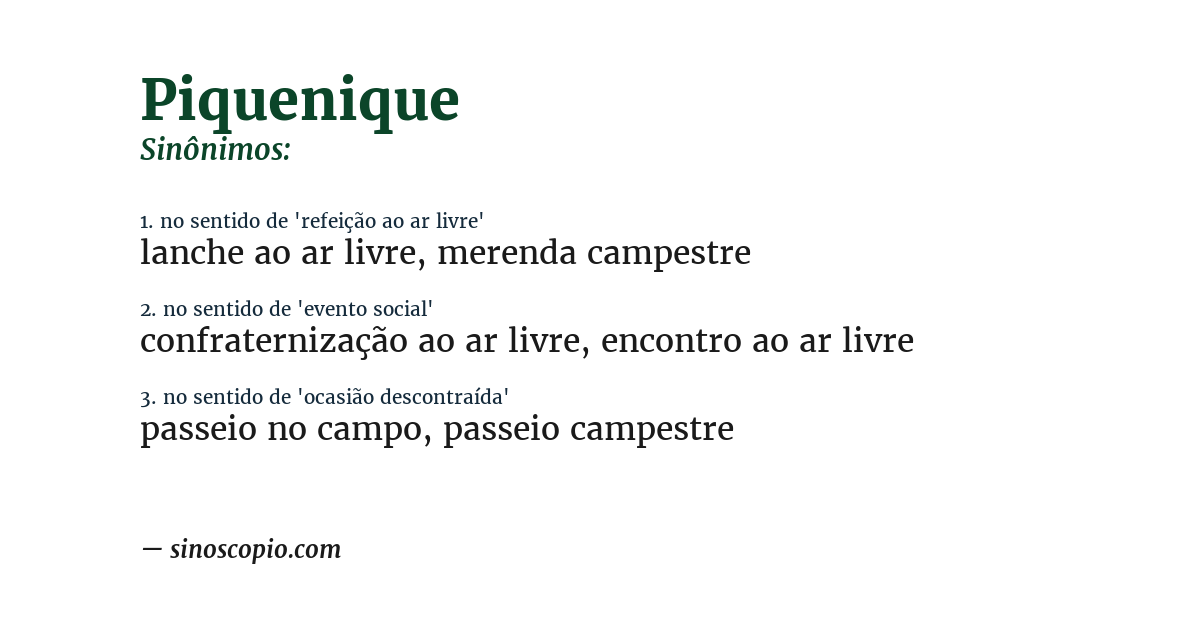 Sinônimo de piquenique
