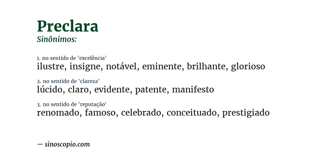 Sinônimo de preclara