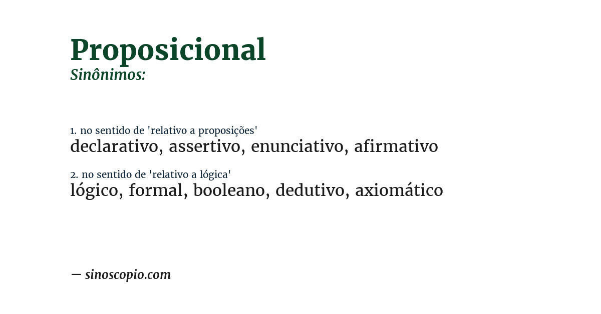 Sinônimo de proposicional