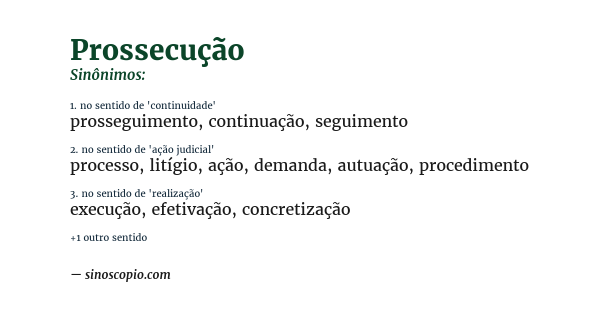 Sinônimo de prossecução