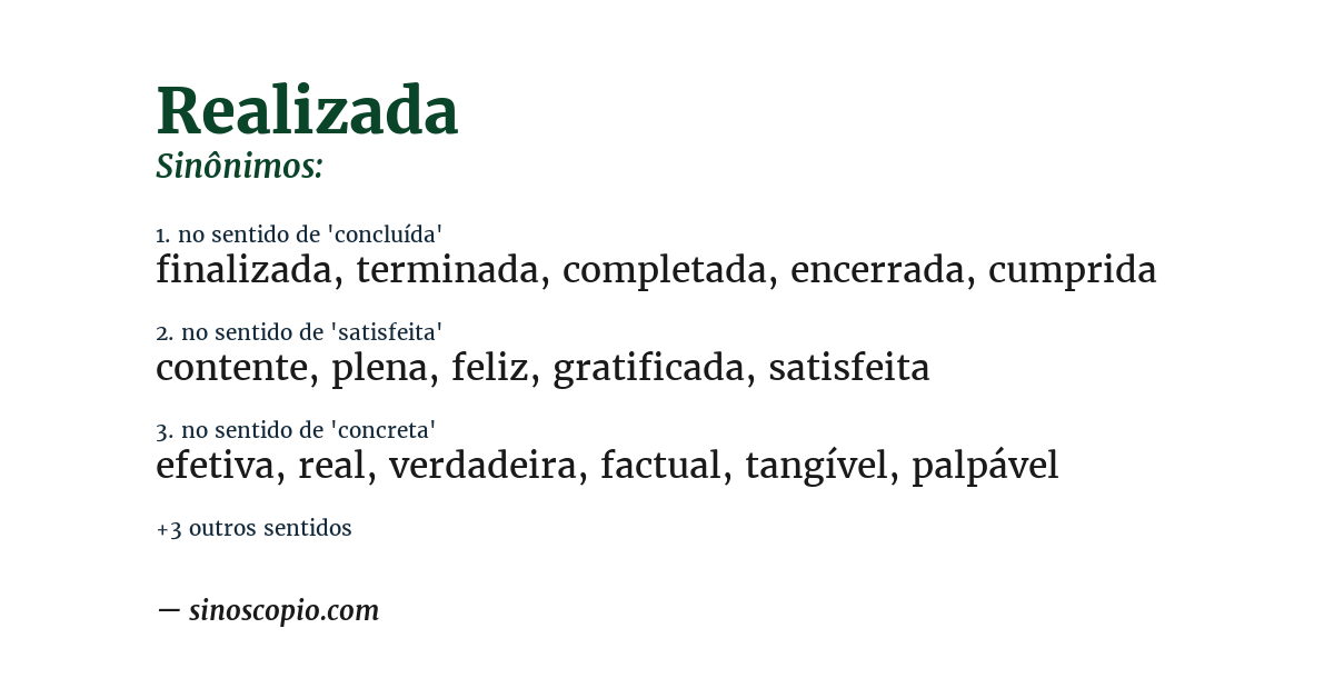 Sinônimo de realizada