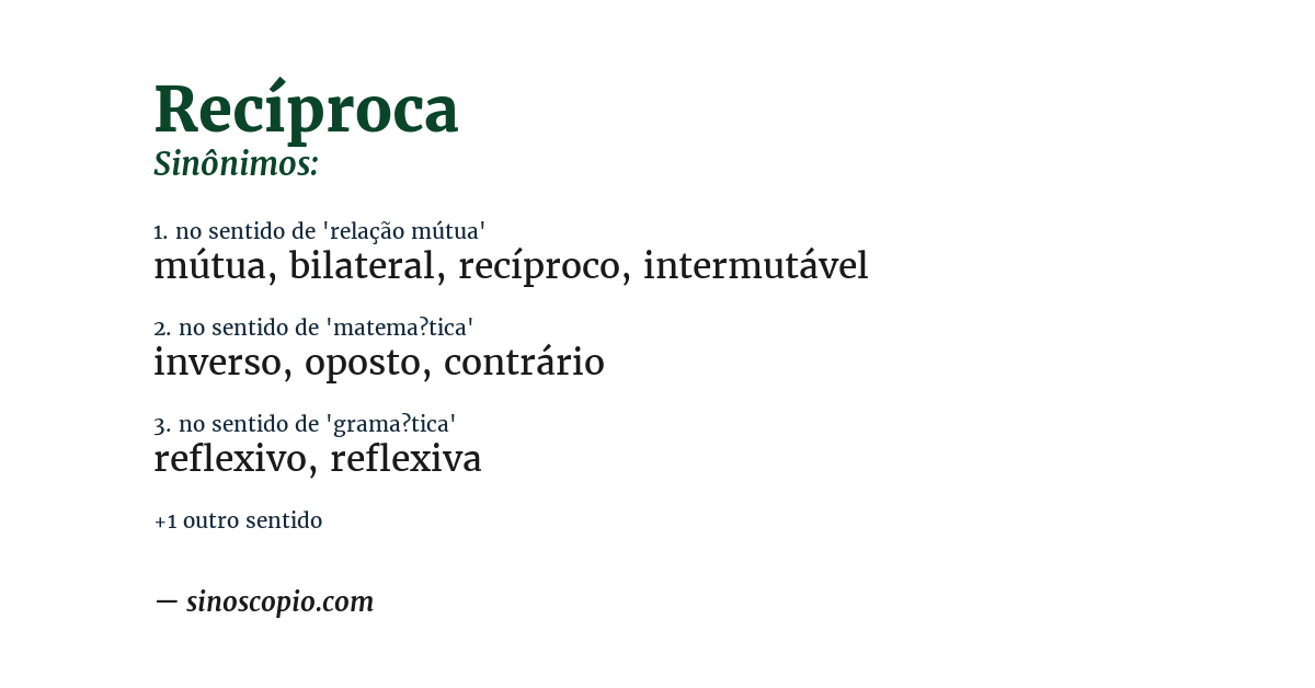 Sinônimo de recíproca