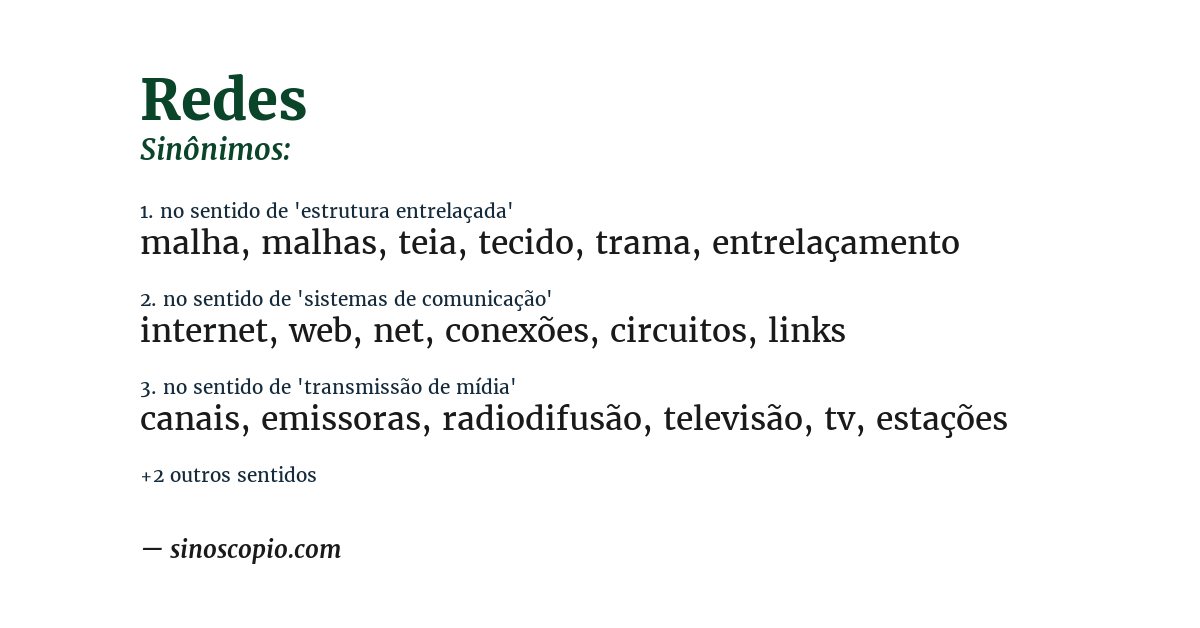 Sinônimo de redes