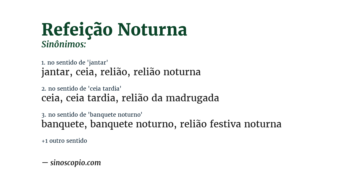 Sinônimo de refeição noturna