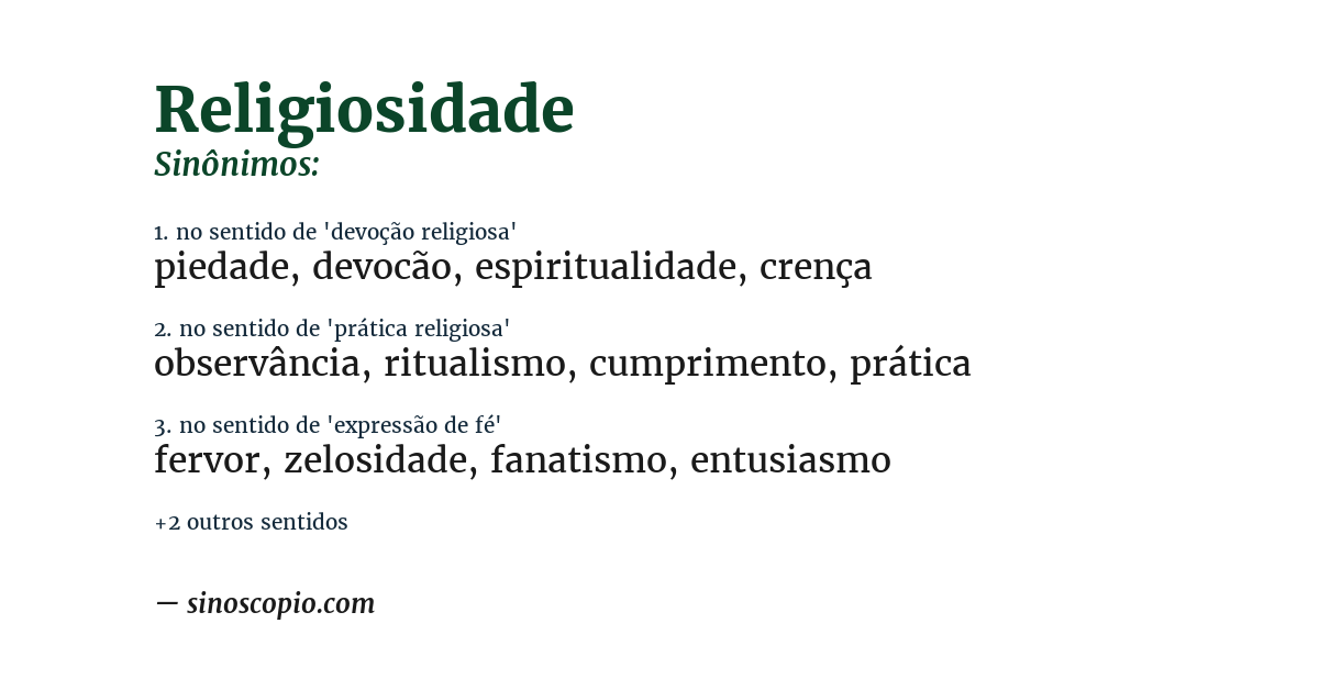Sinônimo de religiosidade