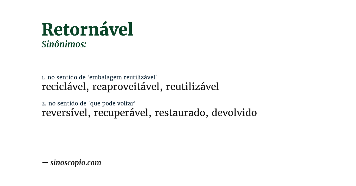 Sinônimo de retornável