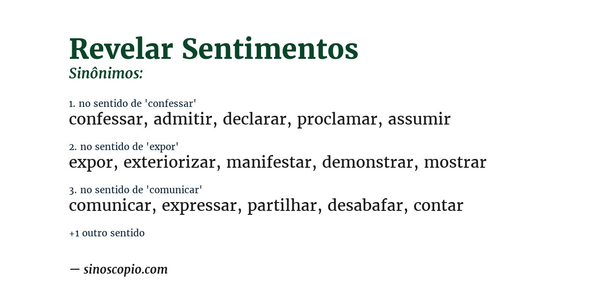 Sinônimo de revelar sentimentos