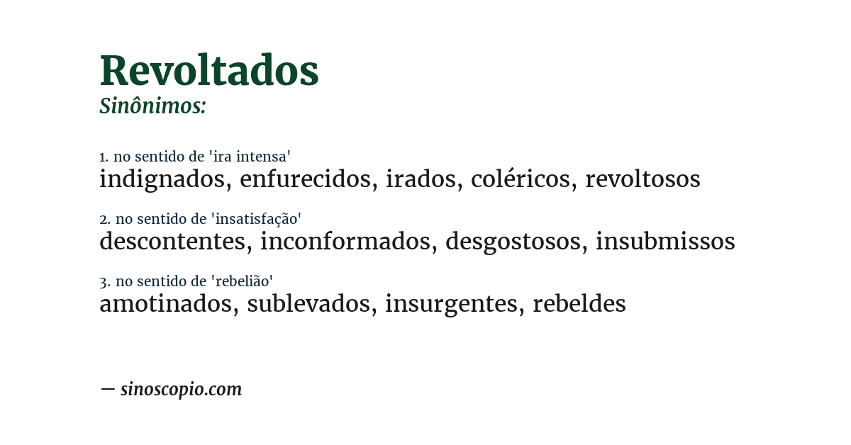 Sinônimo de revoltados