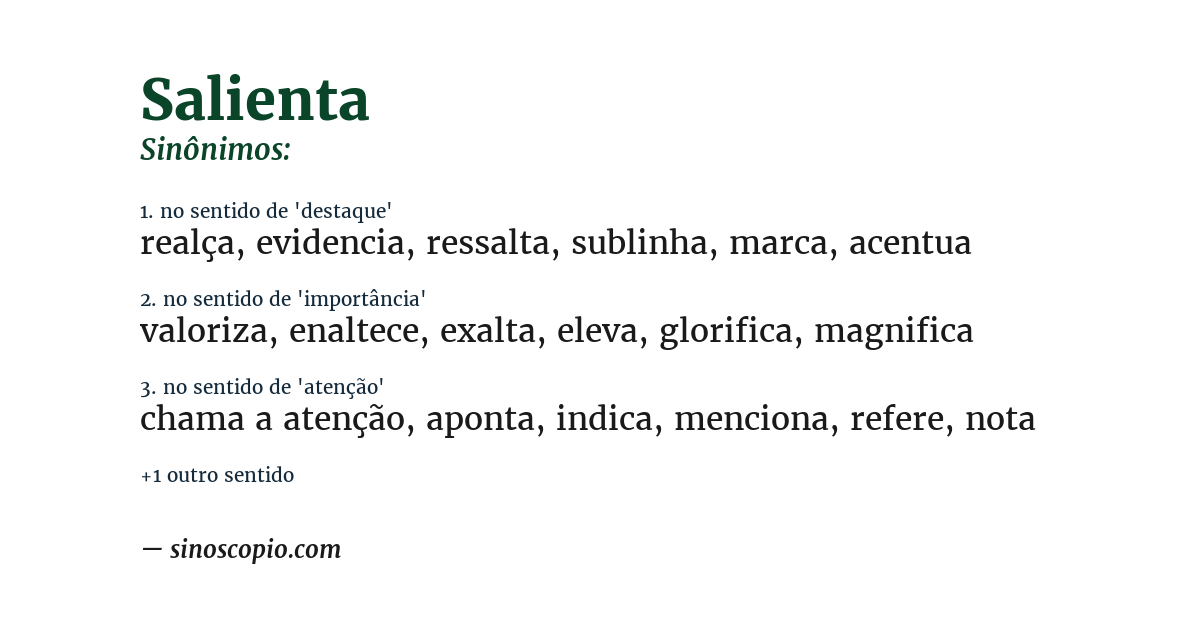 Sinônimo de salienta
