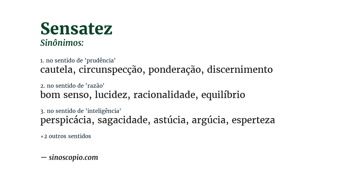 Sinônimo de sensatez