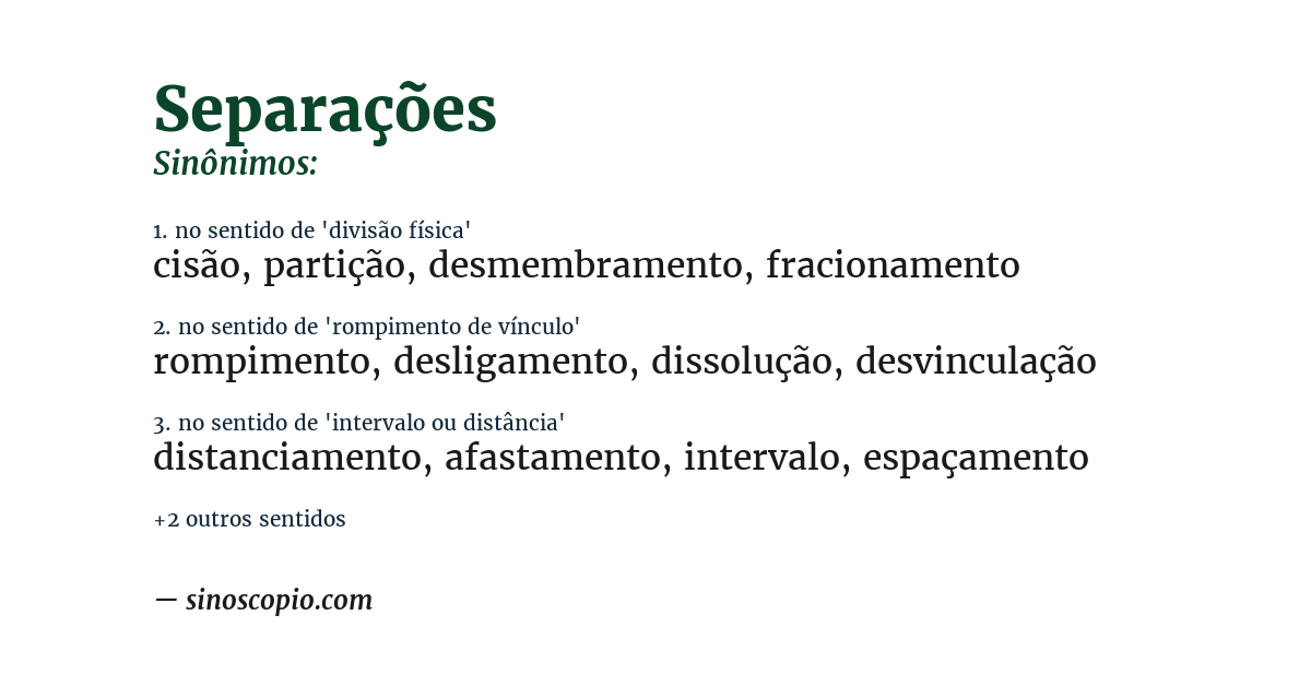 Sinônimo de separações