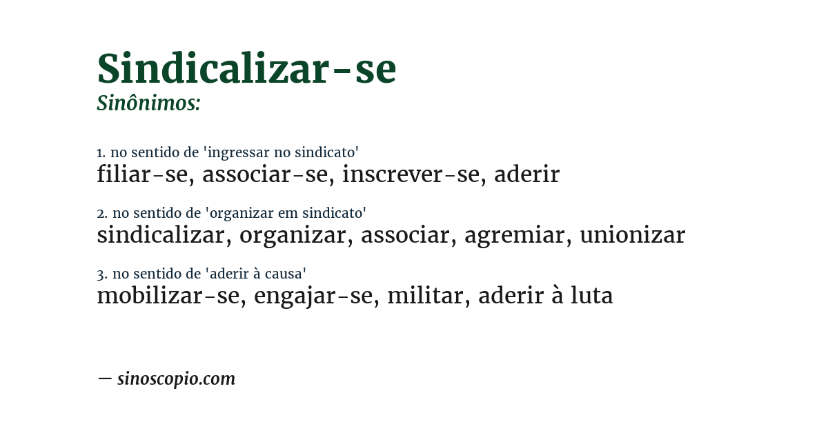 Sinônimo de sindicalizar-se