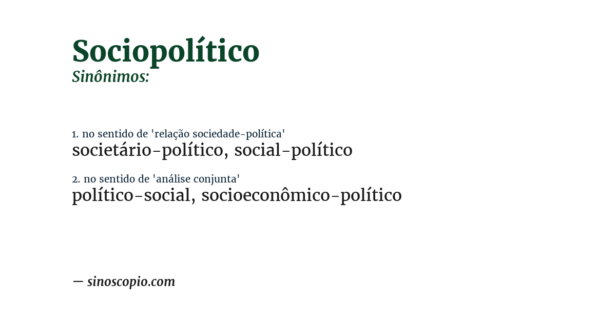 Sinônimo de sociopolítico