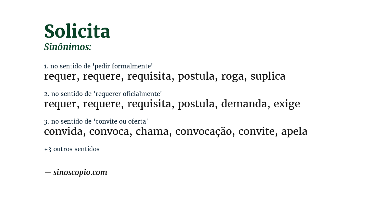 Sinônimo de solicita