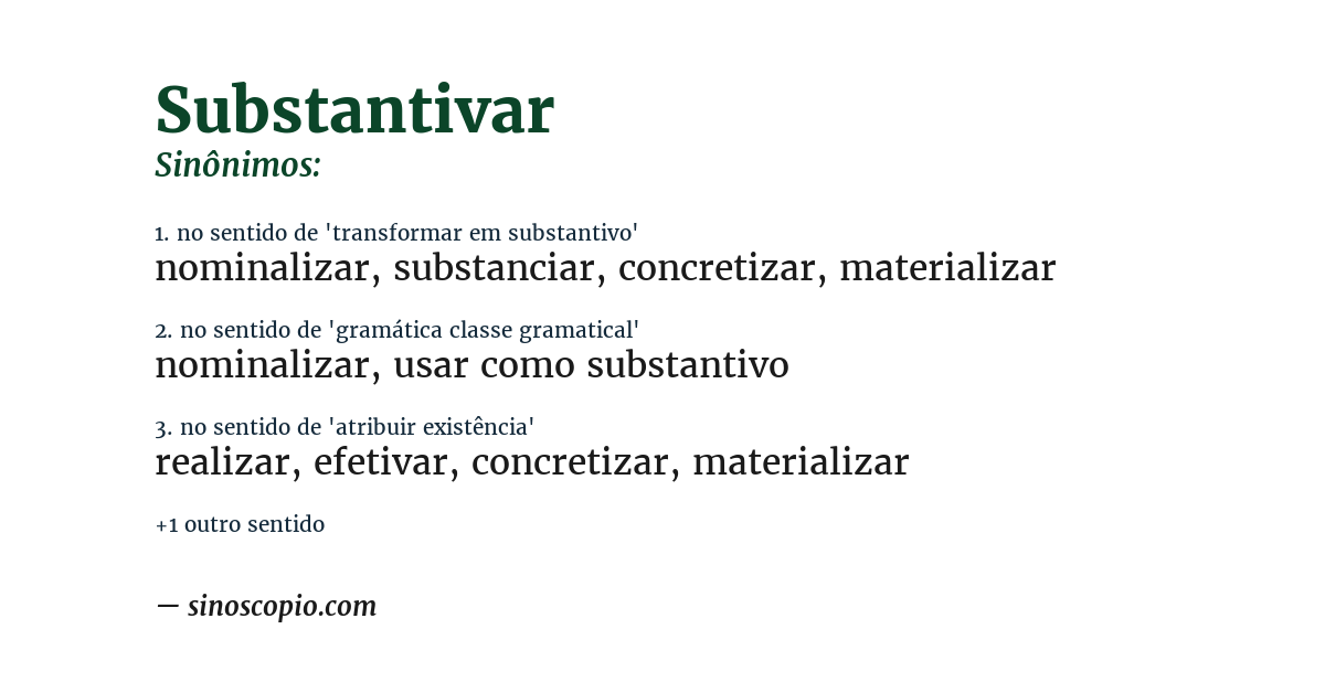 Sinônimo de substantivar