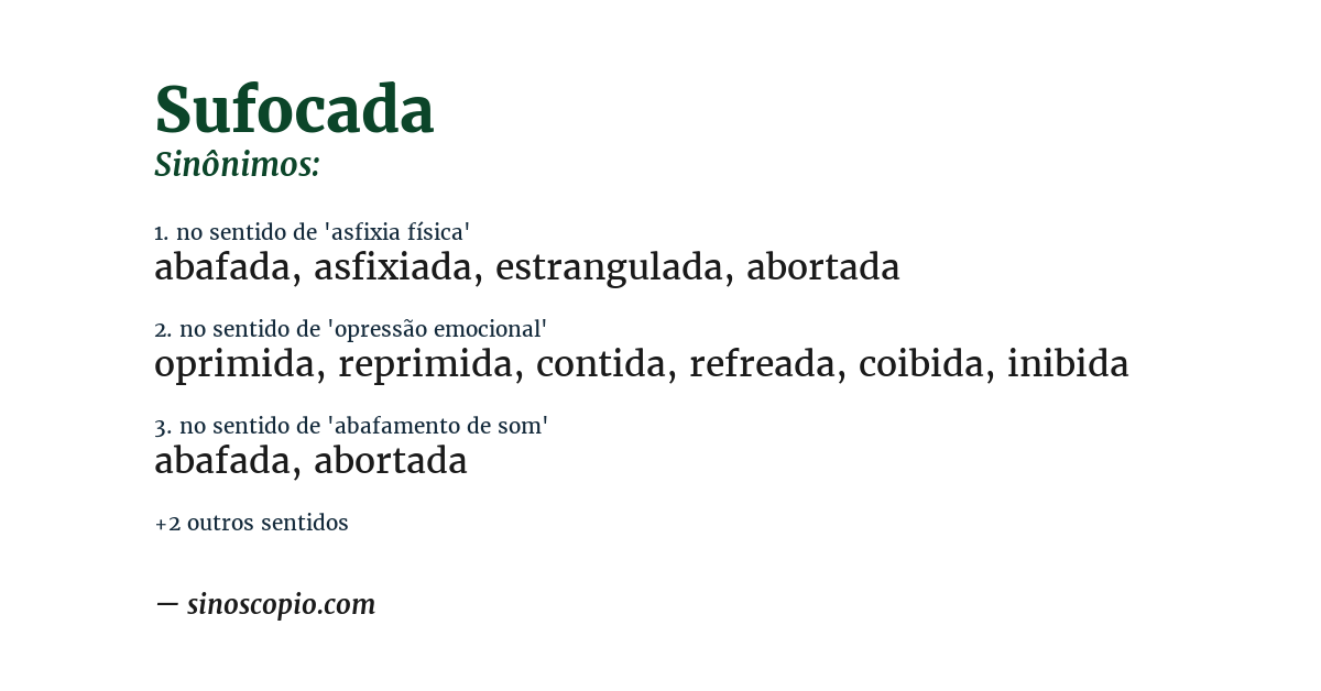 Sinônimo de sufocada