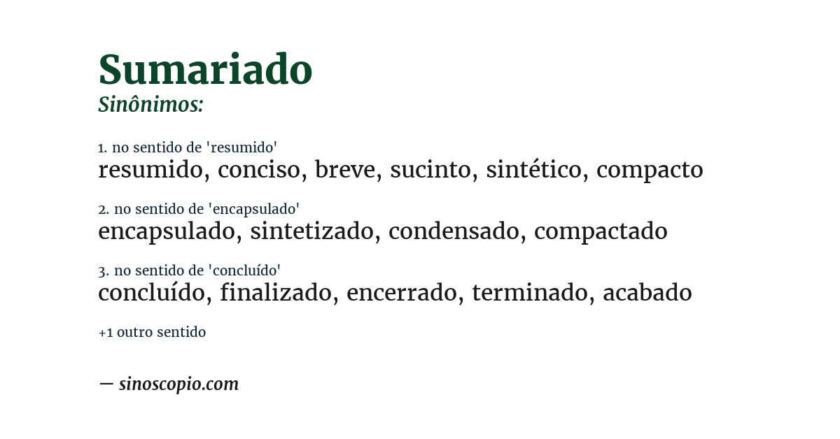 Sinônimo de sumariado