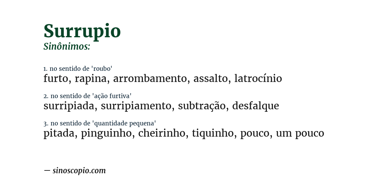 Sinônimo de surrupio