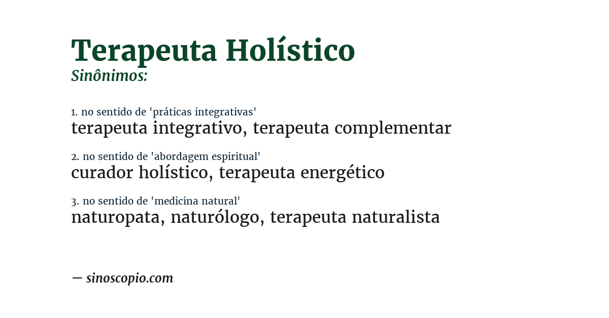 Sinônimo de terapeuta holístico