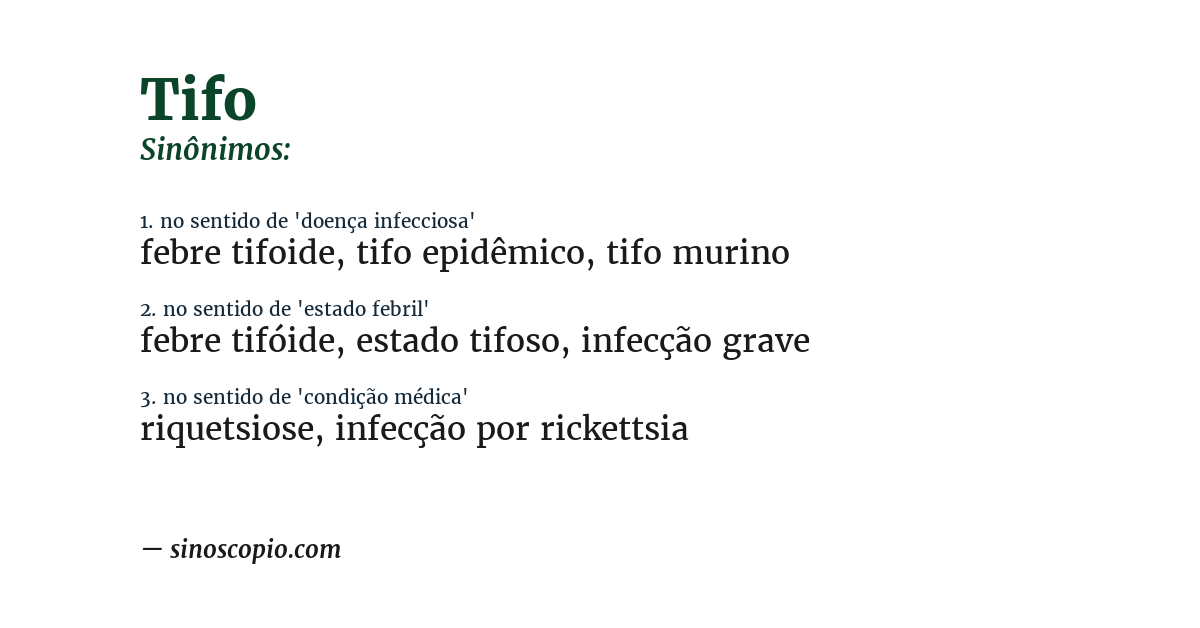 Sinônimo de tifo