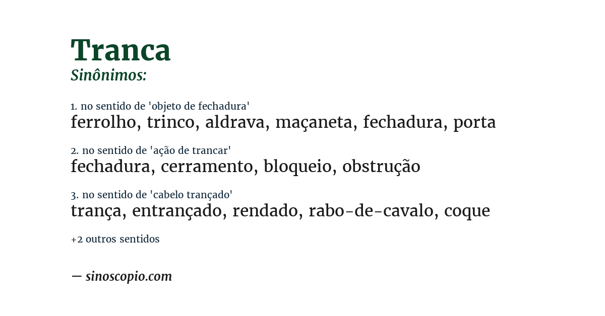 Sinônimo de tranca
