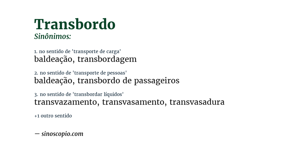 Sinônimo de transbordo