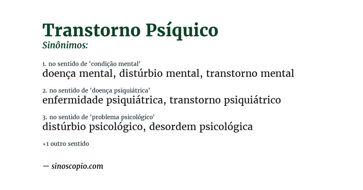 Sinônimo de transtorno psíquico