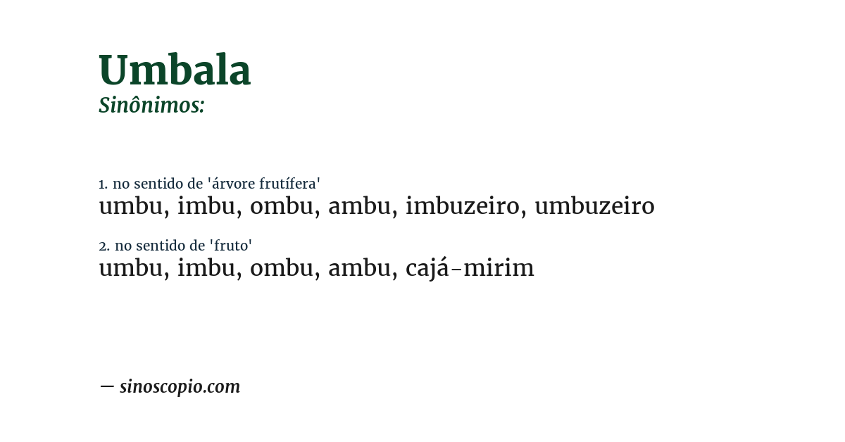 Sinônimo de umbala