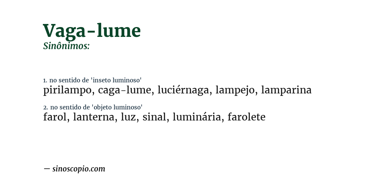 Sinônimo de vaga-lume