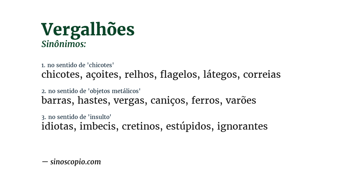 Sinônimo de vergalhões