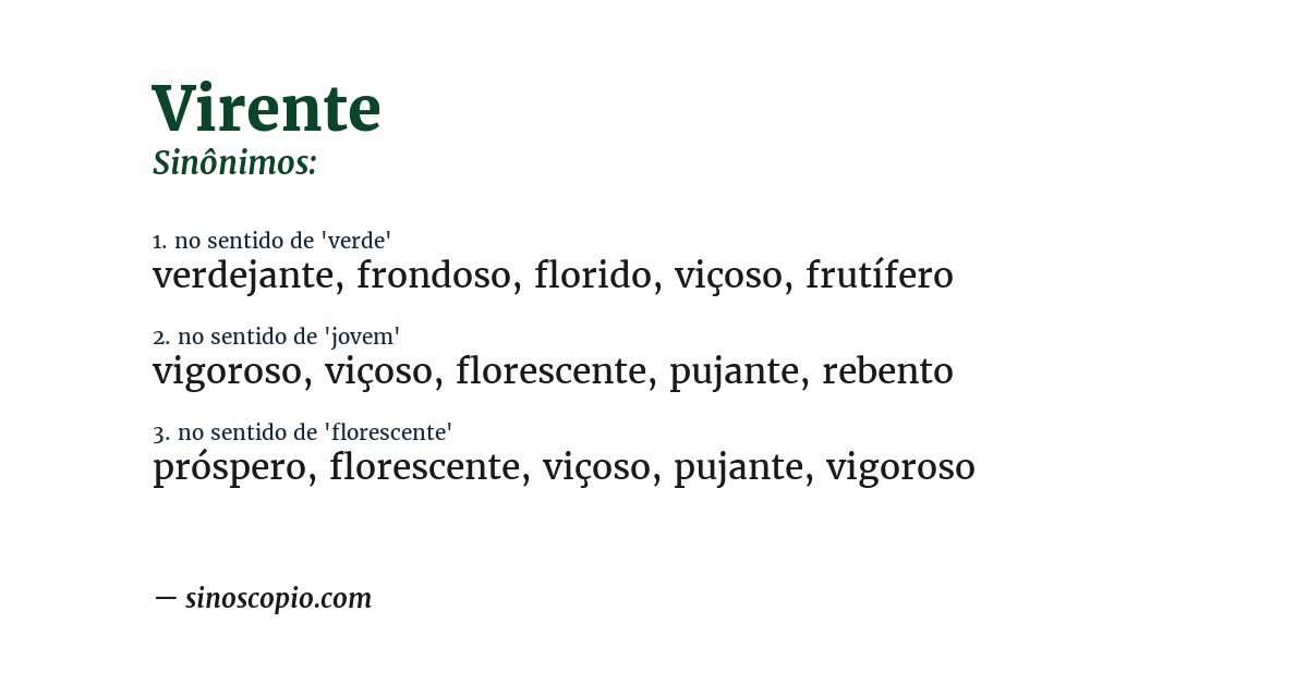 Sinônimo de virente
