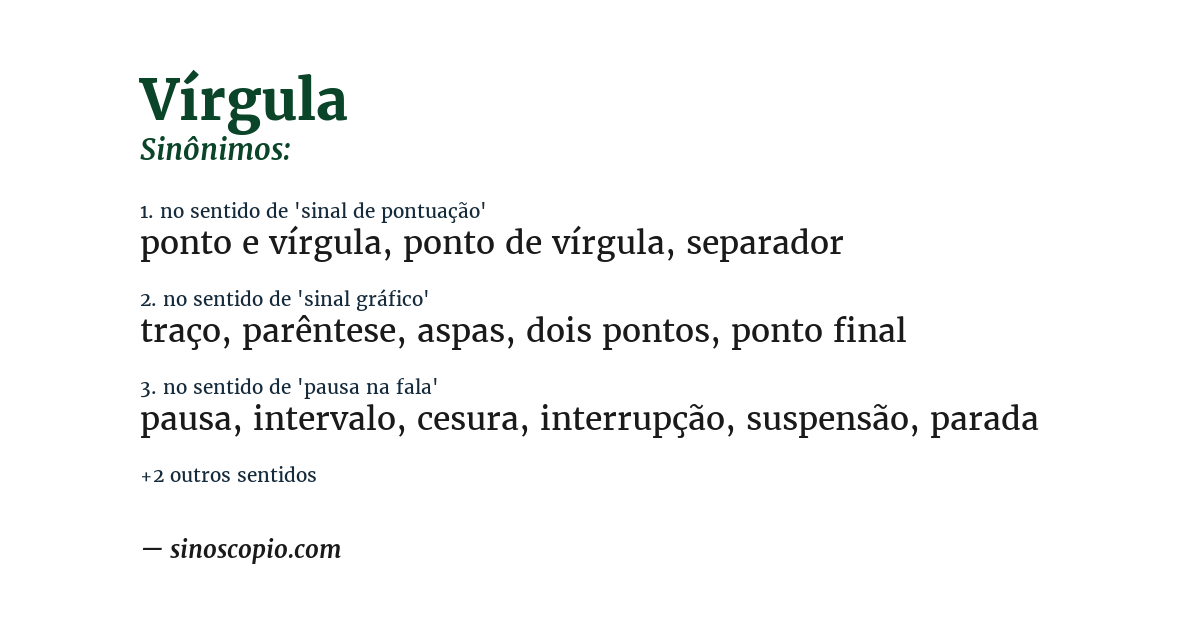 Sinônimo de vírgula