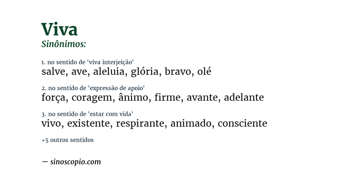 Sinônimo de viva
