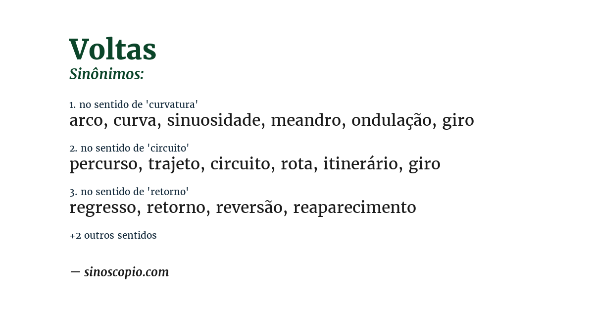 Sinônimo de voltas